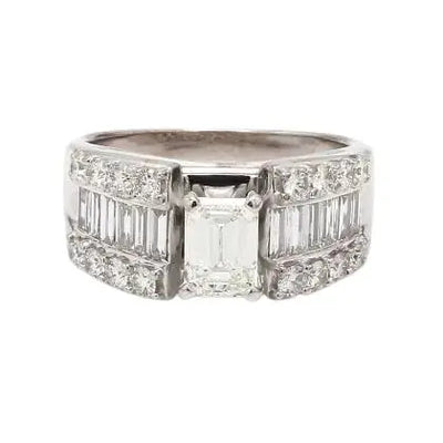 14k White Gold Emerald Cut Diamond Ring