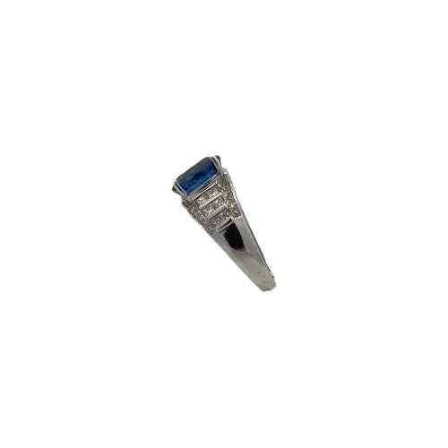 5.08ct Oval Sapphire Ring with 1.00ctw Round Brilliant and Princess Cut Diamonds