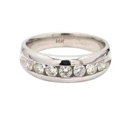 14k White Gold Diamond Band