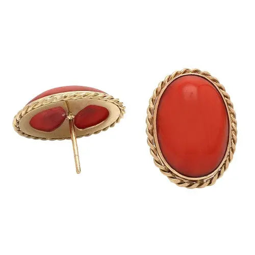 18K Yellow Gold Earrings with Coral