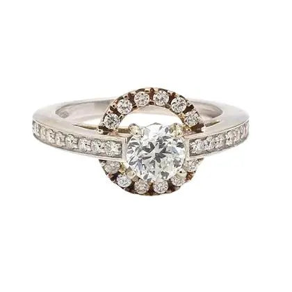14k White Gold Ring with Round Brilliant Cut Diamonds