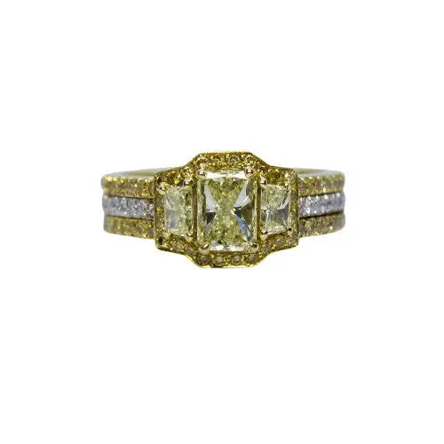 Two-Tone Diamond Ring with Round Brilliant Accents