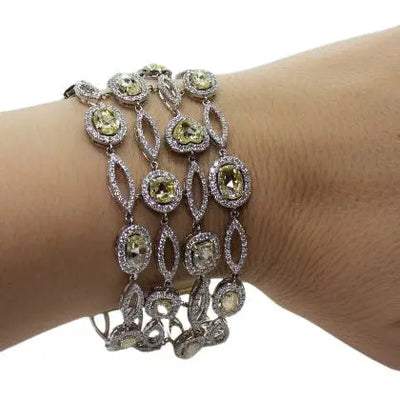 23.14ctw Fancy Yellow Rose Cut Diamond Bracelet