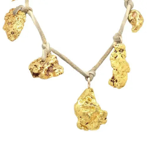 24K Natural Nugget Yellow Gold Necklace
