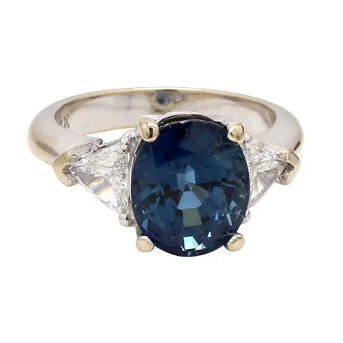 5.34ct Oval No Heat Thailand Sapphire and Diamond Ring Sz. 5.5