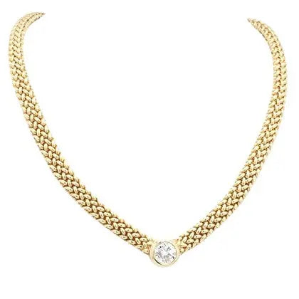 14K Yellow Gold 1.00ctw Round Brilliant Diamond Bezel-Set Necklace