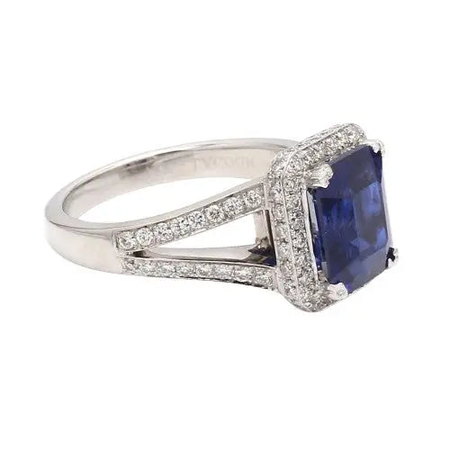 Blue Sapphire & Round Diamond Estate Ring Sz. 6.5
