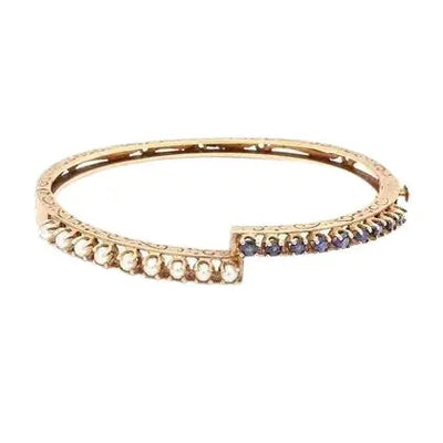 14K Rose Gold Bracelet with Sapphires and Pearls