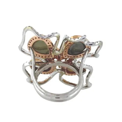 12.59ctw Fancy Color Diamond Floral Dragonfly Ring