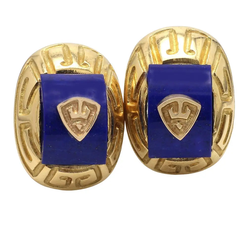 18K Yellow Gold "Wander" Non-Pierced Earrings with Lapis Lazuli