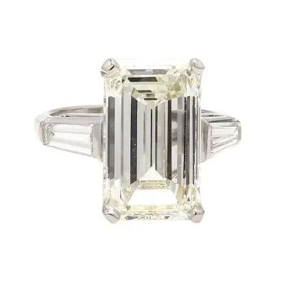 Emerald-Cut GIA Certified Diamond Ring with Baguette Accents