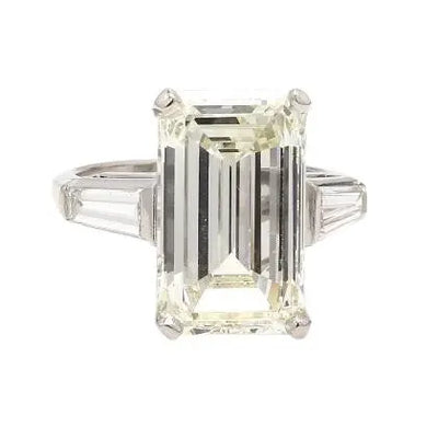 Emerald-Cut GIA Certified Diamond Ring with Baguette Accents