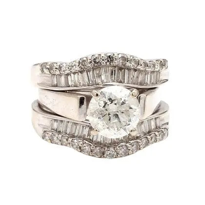 14K White Gold Diamond Ring Size 4.25