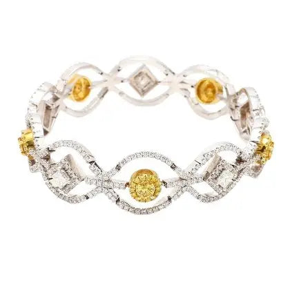 6.39ctw White and Yellow multi shape Diamond Bracelet