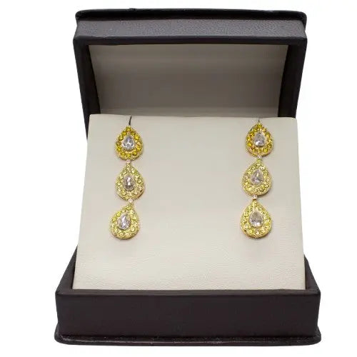Rose Cut Diamond & Two-Tone Gold Dangle Earrings