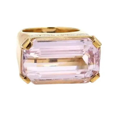 18k Yellow Gold Kunzite and Diamond Ring