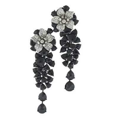 36.11ctw Black and White Diamond Earrings