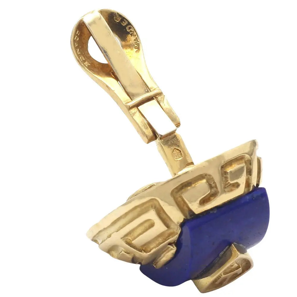 18K Yellow Gold "Wander" Non-Pierced Earrings with Lapis Lazuli