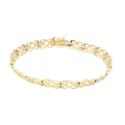 14K Yellow Gold Diamond Cut Link Bracelet