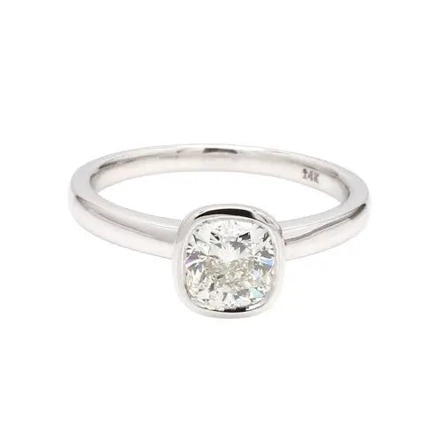 Bezel-Set Cushion Diamond Ring