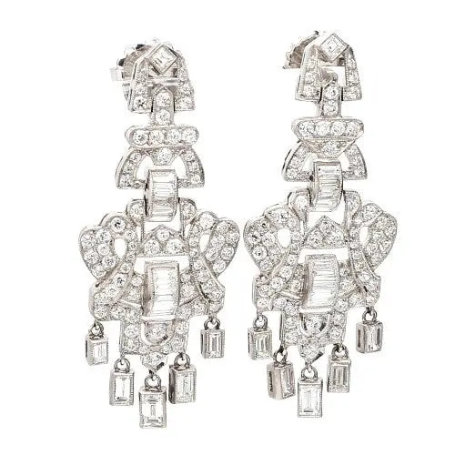Chandelier Diamond and Platinum Earrings