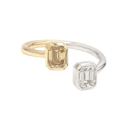 Fancy Diamond Bypass Ring with Emerald-Cut Stones