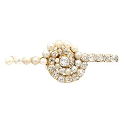 Old Mine Cut Diamond and Pearl Brooch