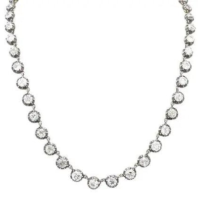 18K Yellow Gold Necklace with Old Mine Cut Diamonds