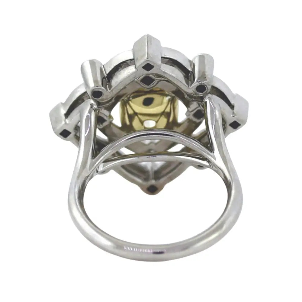 2.07ct Fancy Yellow Radiant Diamond Ring with Gothic Double Halo