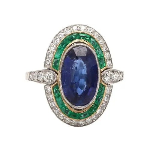 3.80ct Oval Sapphire Ring and Diamond Ring Sz. 8