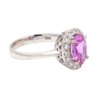 Oval Pink Sapphire Ring with Diamond Accents
