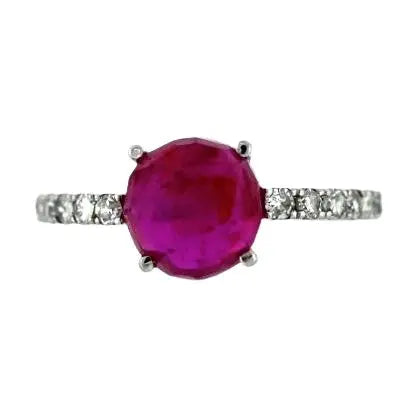 No-Heat Burma Ruby Ring with Diamond Accents