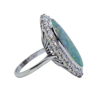 13ct Black Opal Ring with Diamonds GIA