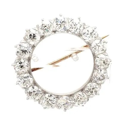 Old European-Cut Diamond Pin with 16 Stones