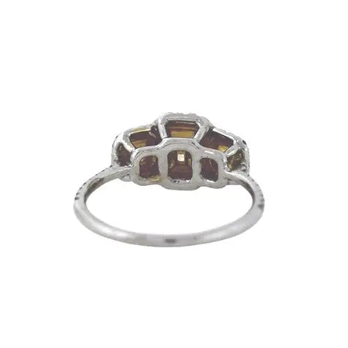 18K White & Yellow Gold Ring with Fancy Yellow Radiant Diamonds
