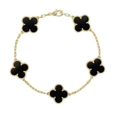 Van Cleef & Arpels Alhambra 5-Motif Onyx Bracelet