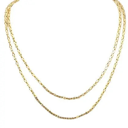 14K Yellow Gold 2mm Byzantine Link Chain