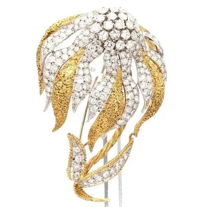 Flower Pin with Round Brilliant Diamonds