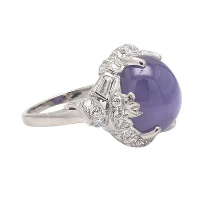 15.00ct Cabochon Purple Star Sapphire and Diamond Ring