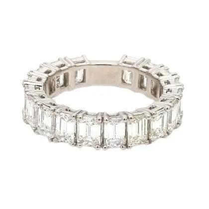 Platinum Band with Emerald Cut Diamonds