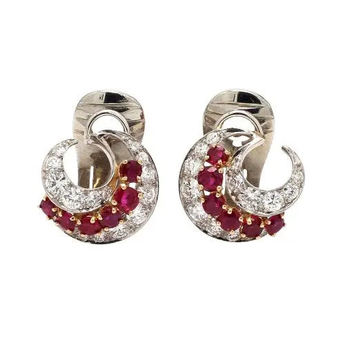 Van Cleef & Arpels Diamond and Ruby Earrings