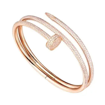 Cartier Juste un Clou Nail 18k Rose Gold Diamond Bangle Bracelet Size 16