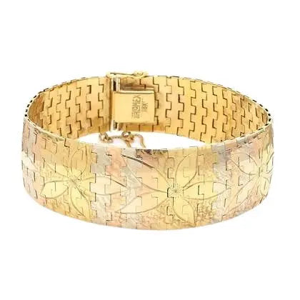 18K Gold Flower Link Bracelet