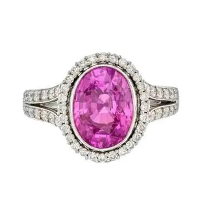 Tiffany & Co. Platinum Ring with Pink Sapphire and Diamonds