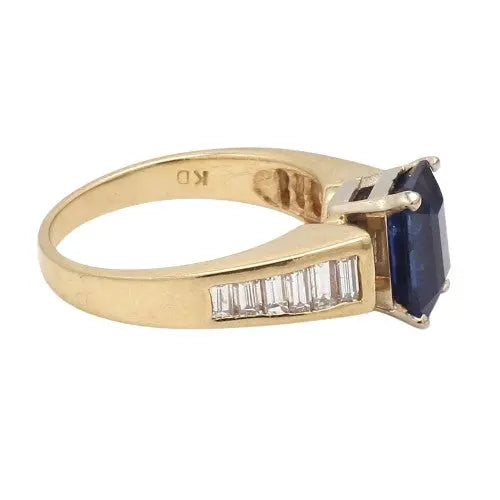 Estate Blue Sapphire & Diamond Platinum Ring Sz. 8.25