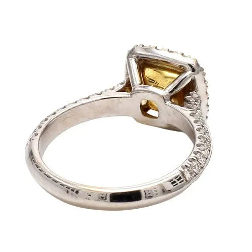 18K Gold Fancy Yellow VS2 Cushion Diamond Ring