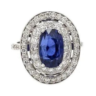 18k White Gold Ceylon Sapphire and Diamond Ring