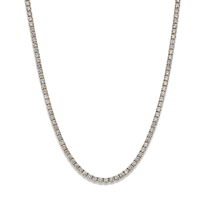 7ctw Round Brilliant Diamond Tennis Necklace White or Yellow Gold