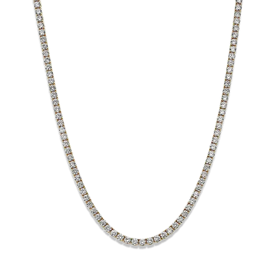 7ctw Round Brilliant Diamond Tennis Necklace White or Yellow Gold