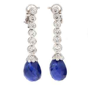 Van Cleef & Arpels, 27.00ctw Briolette Cut Sapphire and Diamond Earrings